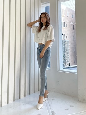 「GYDA（ジェイダ）のアイテム（その他シューズ）」を使った、miyuさん（レディース・160cm）の春コーディネート