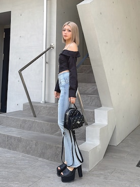 「GYDA（ジェイダ）のアイテム（パンツ）」を使った、miyuさん（レディース・160cm）の春コーディネート