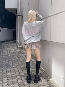 ハイウエストGG POKETプリーツデニムスカートライクショートパンツ