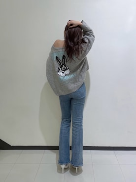 「GYDA（ジェイダ）のBUNNYSTERSカラーニットトップス（ニット/セーター）」を使った、miyuさん（レディース・160cm）の冬コーディネート