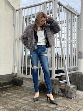 「GYDA（ジェイダ）のアイテム（テーラードジャケット）」を使った、miyuさん（レディース・160cm）の秋コーディネート