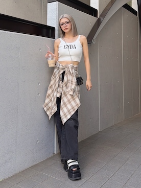 「GYDA（ジェイダ）のアイテム」を使った、miyuさん（レディース・160cm）の春コーディネート