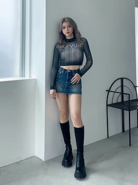 「GYDA（ジェイダ）のアイテム（ニット/セーター）」を使った、miyuさん（レディース・160cm）の秋コーディネート