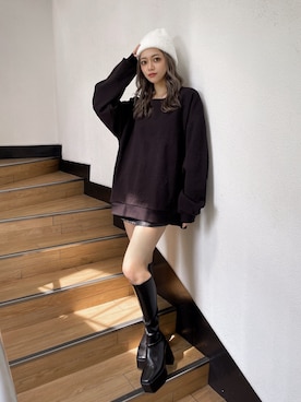 「GYDA（ジェイダ）のアイテム（ニットキャップ/ビーニー）」を使った、miyuさん（レディース・160cm）の秋コーディネート
