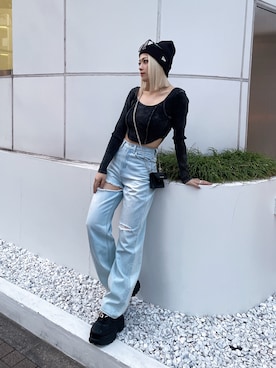 「GYDA（ジェイダ）のアイテム（その他シューズ）」を使った、miyuさん（レディース・160cm）の春コーディネート