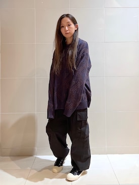 「パープル×黒」｜「アイテム（トップス）」を使った、kody0319さん（レディース・152cm）の秋コーディネート