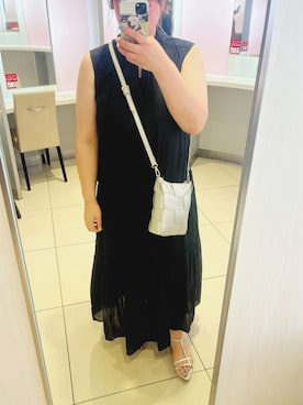 「SESTO（セスト）のアンクルゴムフィットサテンイージーサンダル　/ｒ（サンダル）」を使った、chiroru0827さん（レディース・160cm・30代）の夏コーディネート