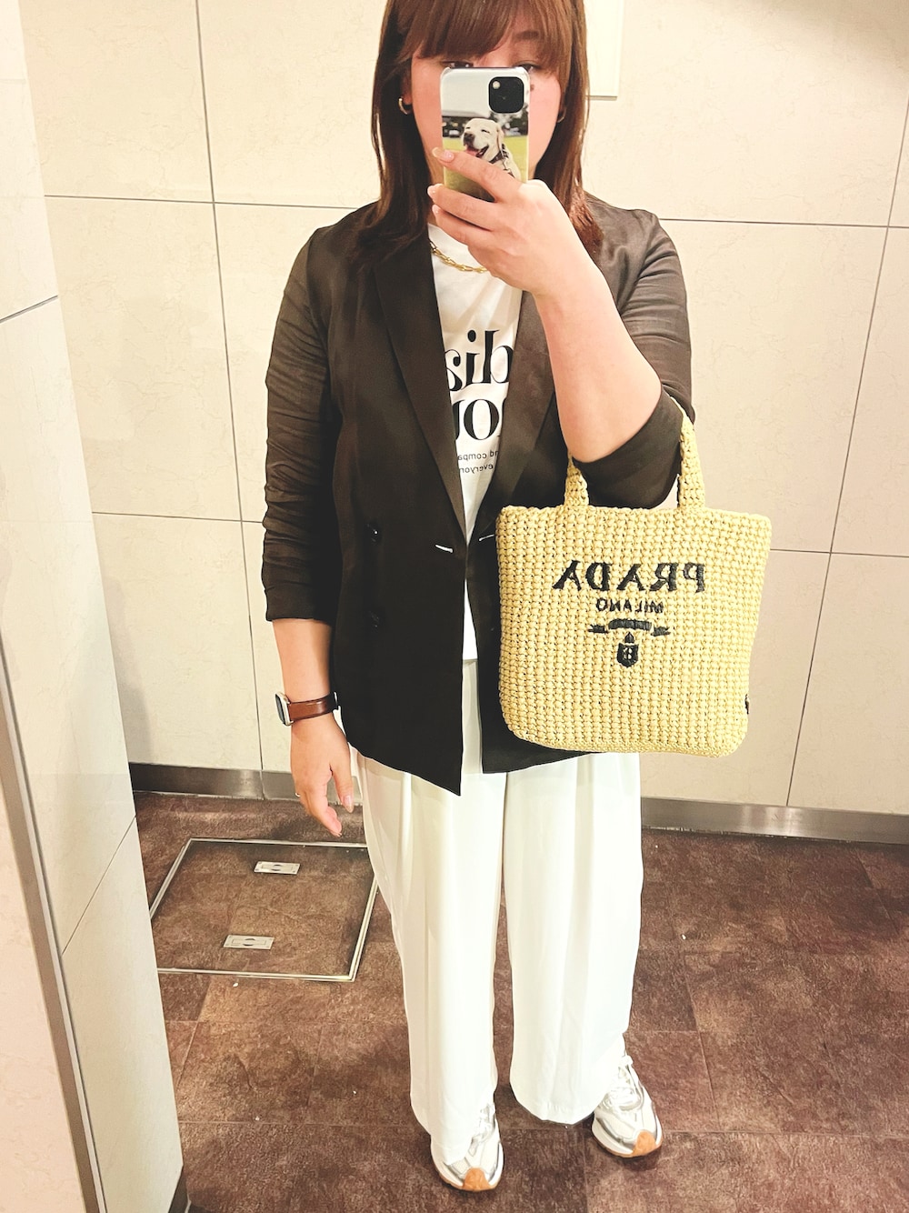 PRADA かご編みエコバッグ 収納袋付き PRADA かご編みエコバッグ 収納袋付き（レディースのバッグ