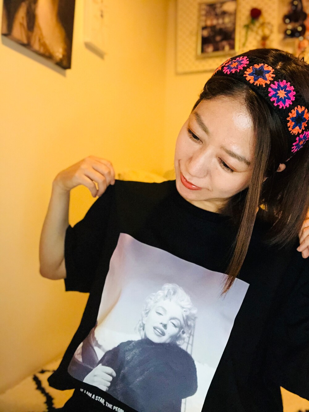 「大人コーデ、大人カジュアル、エスニック、カチューシャ、メンズライク、プチプラ、着回し抜群、マリリン・モンロー、夏だ！Tシャツ着よう！、モノトーンコーデ、ラクチンコーデ、低身長」｜「GUのアイテム（Tシャツ/カットソー、ブラック系）」を使った、hapidokiさん（レディース・150cm）の夏コーディネートの1枚目の写真
