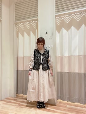 「Samansa Mos2（サマンサ モスモス）のモチーフレースベスト（ベスト）」を使った、sm2mayuさん（レディース・155cm）の夏コーディネート