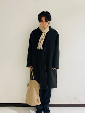 「カシミヤ」｜「アイテム（スラックス）」を使った、shunnosuさん（メンズ・177cm）の冬コーディネート