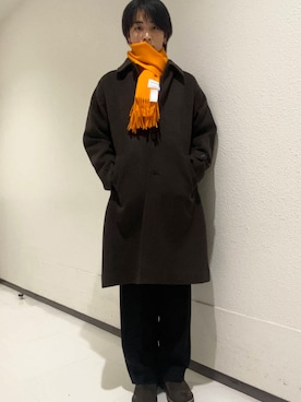 「アイテム（ステンカラーコート）」を使った、shunnosuさん（メンズ・177cm）の冬コーディネート