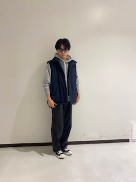 「アイテム（ダウンベスト）」を使った、shunnosuさん（メンズ・177cm）の秋コーディネート