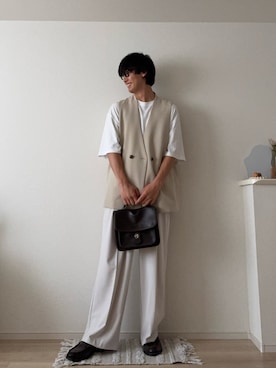 「アイテム（ベスト）」を使った、たつきさん（メンズ・175cm・20代）の夏コーディネート