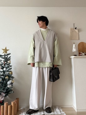 「アイテム（ベスト）」を使った、たつきさん（メンズ・175cm）の冬コーディネート