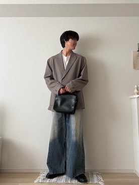 「GU（ジーユー）のアイテム（テーラードジャケット）」を使った、たつきさん（メンズ・175cm）の春コーディネート