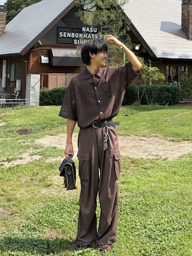 「アイテム（カーゴパンツ）」を使った、たつきさん（メンズ・175cm）の夏コーディネート
