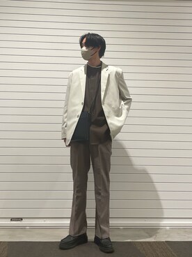 「LAKOLE（ラコレ）のアイテム（ローファー）」を使った、たつきさん（メンズ・175cm）の春コーディネート
