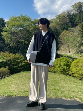 「LAKOLE（ラコレ）のアイテム（ローファー）」を使った、たつきさん（メンズ・175cm）の春コーディネート