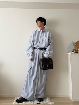 「アイテム（カーゴパンツ）」を使った、たつきさん（メンズ・175cm）の秋コーディネート