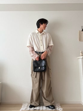 「SENSE OF PLACE by URBAN RESEARCH（センスオブプレイスバイアーバンリサーチ）のアソートシアーロングTシャツ（Tシャツ/カットソー、グリーン系）」を使った、たつきさん（メンズ・175cm）の夏コーディネート