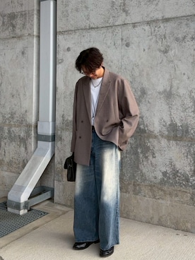 「GU（ジーユー）のアイテム（テーラードジャケット）」を使った、たつきさん（メンズ・175cm）の春コーディネート