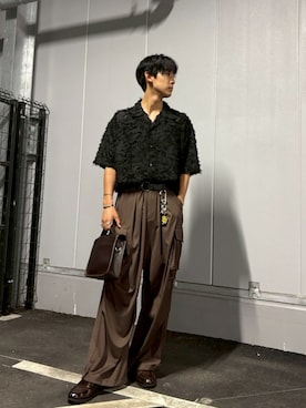 「アイテム（カーゴパンツ）」を使った、たつきさん（メンズ・175cm）の夏コーディネート