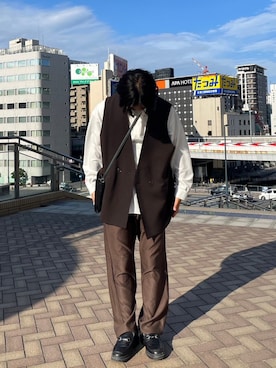 「LAKOLE（ラコレ）のアイテム（ローファー）」を使った、たつきさん（メンズ・175cm）の春コーディネート