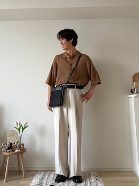 「アイテム（スラックス）」を使った、たつきさん（メンズ・175cm）の夏コーディネート