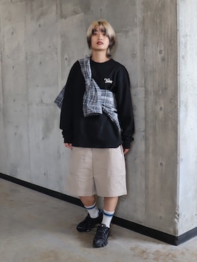 「KEBOZ（ケボズ）のBB L/S TEE（Tシャツ/カットソー、ブラック系）」を使った、jumisaさん（レディース・160cm）の秋コーディネート
