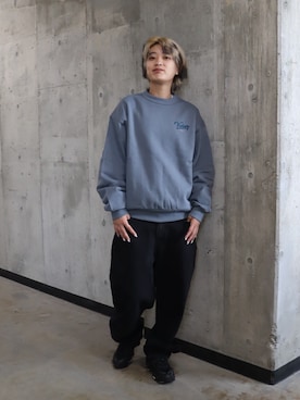 「KEBOZ（ケボズ）のICON SWEAT CREWNECK（スウェット、グレー系）」を使った、jumisaさん（レディース・160cm）の夏コーディネート