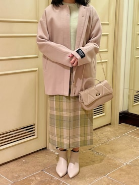 「Te chichi（テチチ）のアイテム（ノーカラーコート）」を使った、tsuさん（レディース・158cm）の冬コーディネート