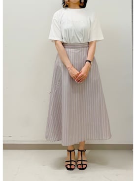 「Tシャツ」｜「アイテム（トップス、ゴールド系）」を使った、tsuさん（レディース・158cm）の夏コーディネート