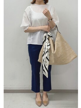 「袖ボリューム」｜「アイテム（財布/小物）」を使った、tsuさん（レディース・158cm）の春コーディネート