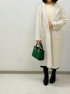 「Te chichi（テチチ）のアイテム（チェスターコート）」を使った、tsuさん（レディース・158cm）の秋コーディネート