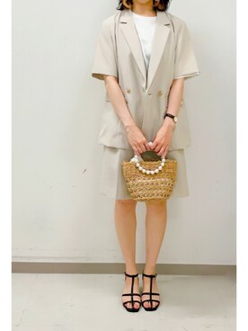 「Tシャツ」｜「アイテム（トップス、ゴールド系）」を使った、tsuさん（レディース・158cm）の夏コーディネート