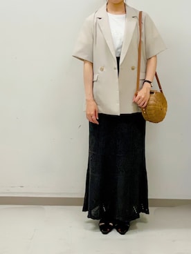 「Tシャツ」｜「アイテム（トップス、ゴールド系）」を使った、tsuさん（レディース・158cm）の夏コーディネート