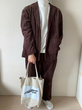 「ブラウンコーデ」｜「アイテム（セットアップ）」を使った、nairuさん（メンズ・163cm）の秋コーディネート