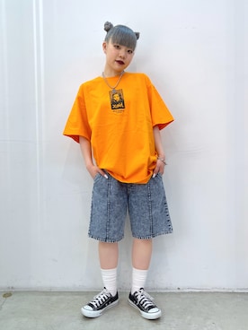 「X-girl（エックスガール）のアイテム」を使った、渡辺楓さん（レディース・150cm）の春コーディネート