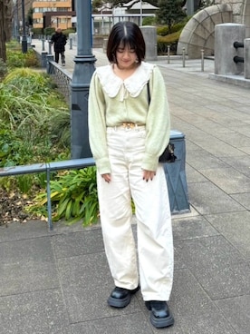 「バルーンパンツ」｜かほさん（レディース・155cm・20代）の冬コーディネート