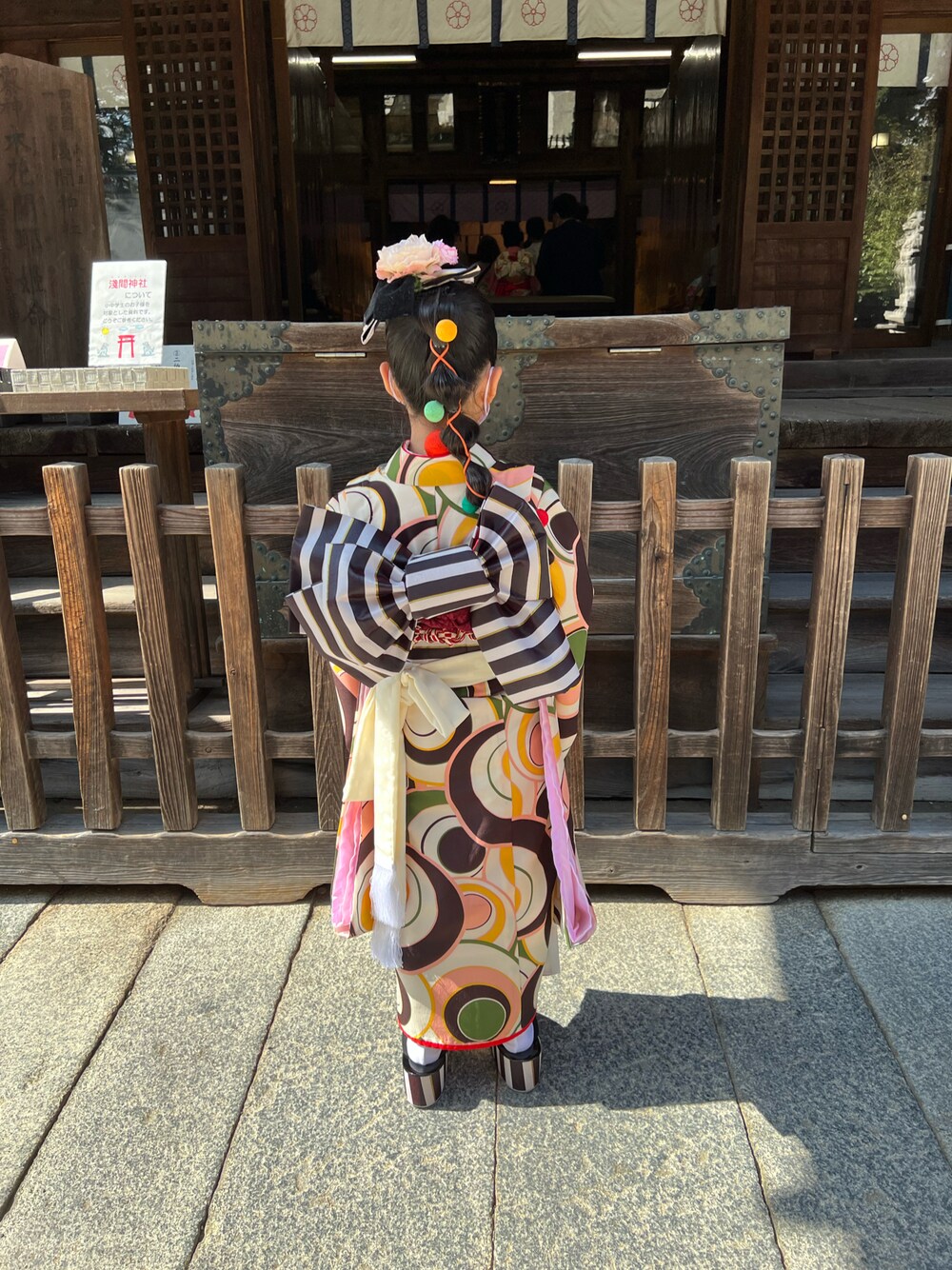 「七五三、753 着物、モダン着物」｜「田中写真館のアイテム（着物、グリーン系）」を使った、rikomarukoさん（キッズ・120cm）の秋コーディネートの1枚目の写真