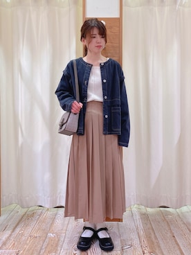 「ehka sopo（エヘカソポ）のアイテム（デニムジャケット）」を使った、うやまさん（レディース・161cm）の冬コーディネート