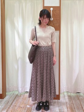 「メロートップス」｜「アイテム（その他シューズ）」を使った、うやまさん（レディース・161cm）の夏コーディネート