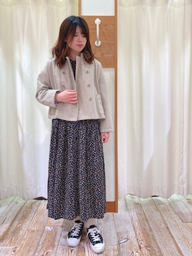 「Samansa Mos2（サマンサ モスモス）のダブル釦ショートジャケット（その他アウター）」を使った、うやまさん（レディース・161cm）の冬コーディネート