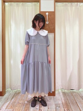 「ワッシャースカート」｜「アイテム（ワンピース/ドレス）」を使った、うやまさん（レディース・161cm）の夏コーディネート