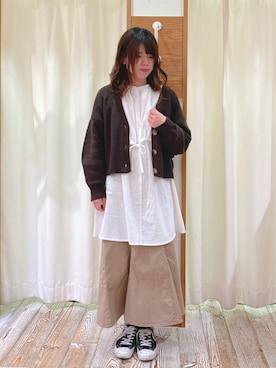 「ehka sopo（エヘカソポ）のアイテム（シャツワンピース）」を使った、うやまさん（レディース・161cm）の冬コーディネート
