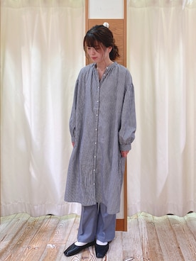 「ehka sopo（エヘカソポ）のアイテム（シャツワンピース）」を使った、うやまさん（レディース・161cm）の冬コーディネート