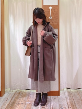 「ehka sopo（エヘカソポ）のアイテム（ステンカラーコート）」を使った、うやまさん（レディース・161cm）の秋コーディネート