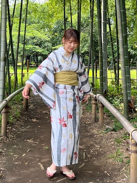 「レトロ」｜「アイテム（浴衣）」を使った、akari_lemageさん（レディース・160cm）の夏コーディネート