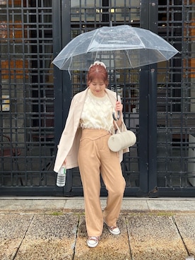 「Amiur（エミレ）のnuance belt straight pants（その他パンツ）」を使った、akari_lemageさん（レディース・160cm）の夏コーディネート